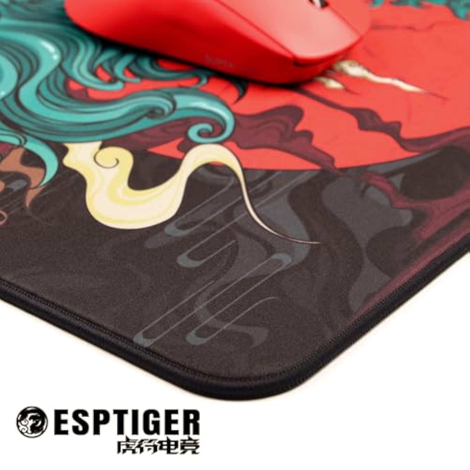 Qingsui 3 Gaming Mouse Pad, Large 480X400X6Mm, Multi-Color Lion Design | Woven Fabric Cloth Surface For Balanced Control, Extra Thick Cushioning, Anti-Slip Rubber Base, Stitched Edges