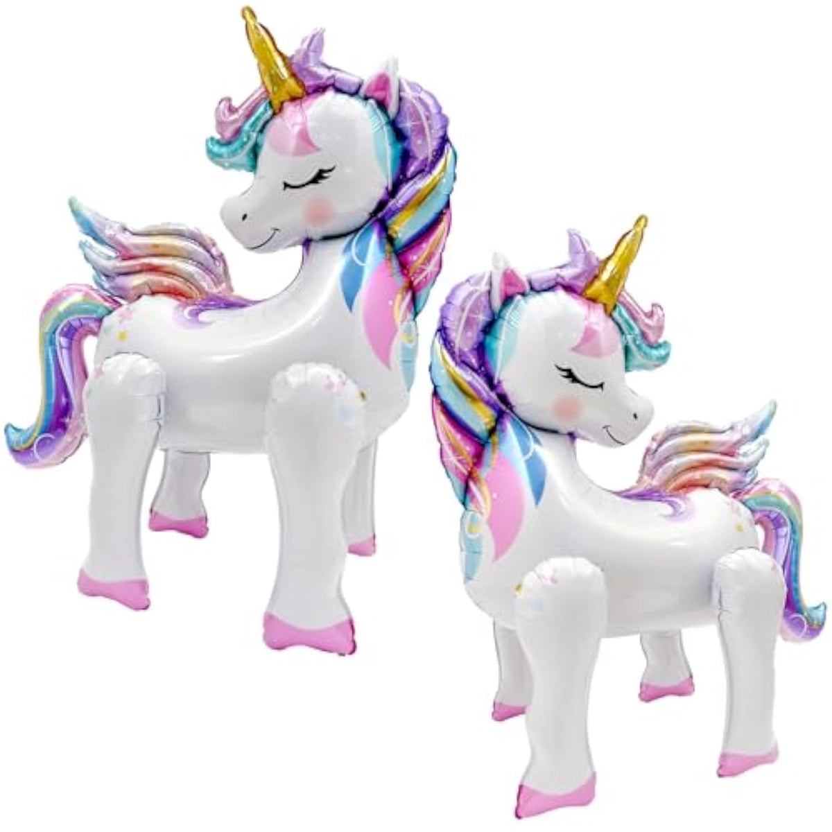 Self-Standing Unicorn Balloons For Girls Birthday Decorations Rainbow Unicorn Party Supplies - 28 Inch, Pack Of 2