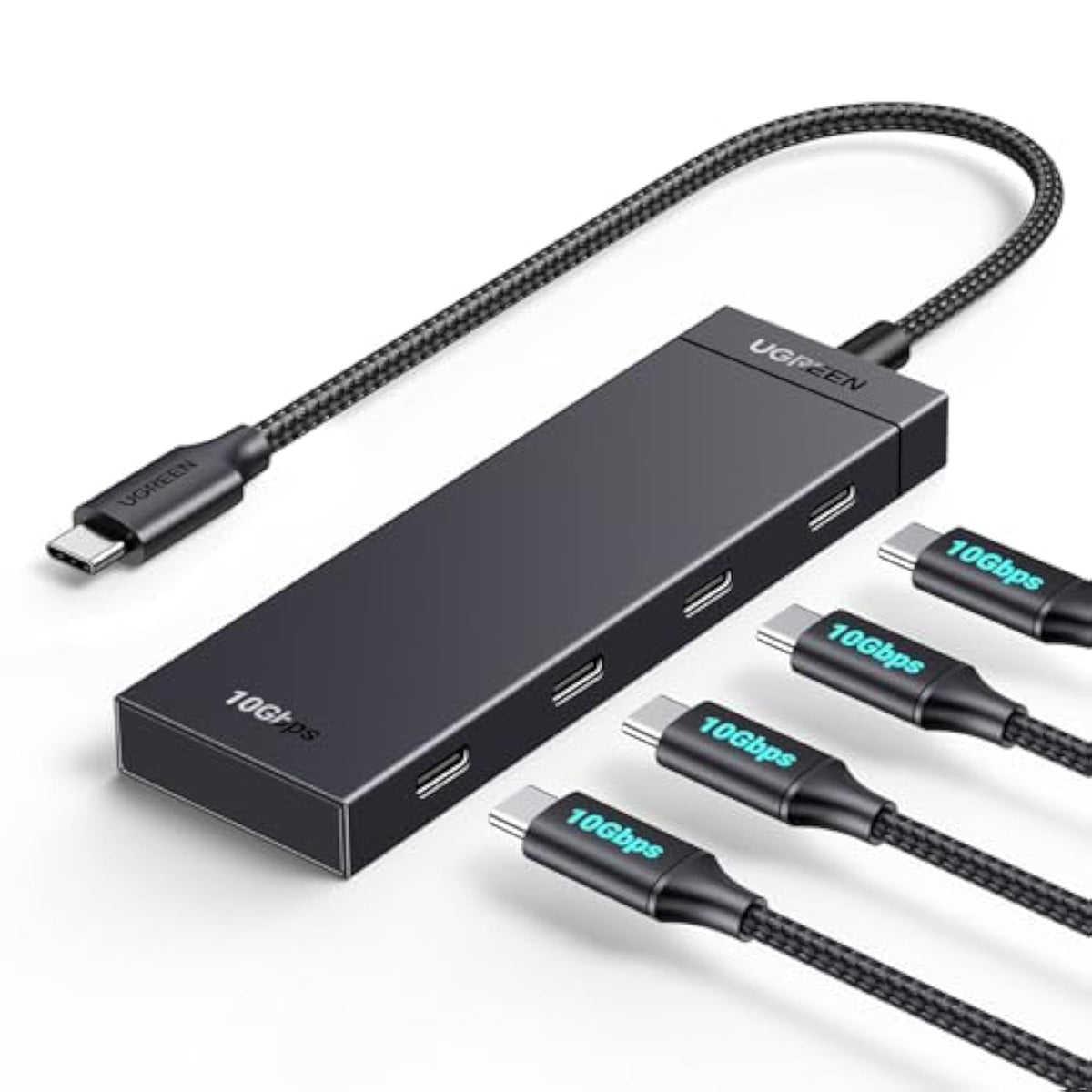 UGREEN USB-C Hub 4-Port 10Gbps Data Only USB 3.2 Hub Multiport Adapter Compatible with MacBook Pro, MacBook Air, iPad Pro, iPad mini 6 and iPhone 15, Plug and Play 0.3ft Cable