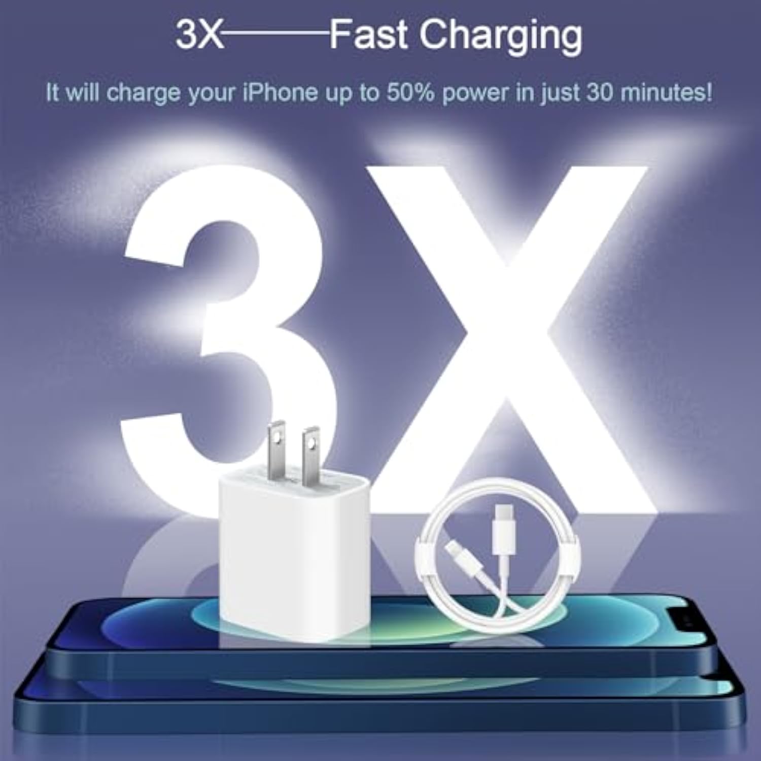 Iphone 14 13 12 11 Super Fast Charger [2Pack] Cargador 20W Rapid Usb C Wall Charger Block With 6Ft Fast Charging Cable Compatible With Iphone 14 Pro Max/Pro/Plus/Mini/Ipad