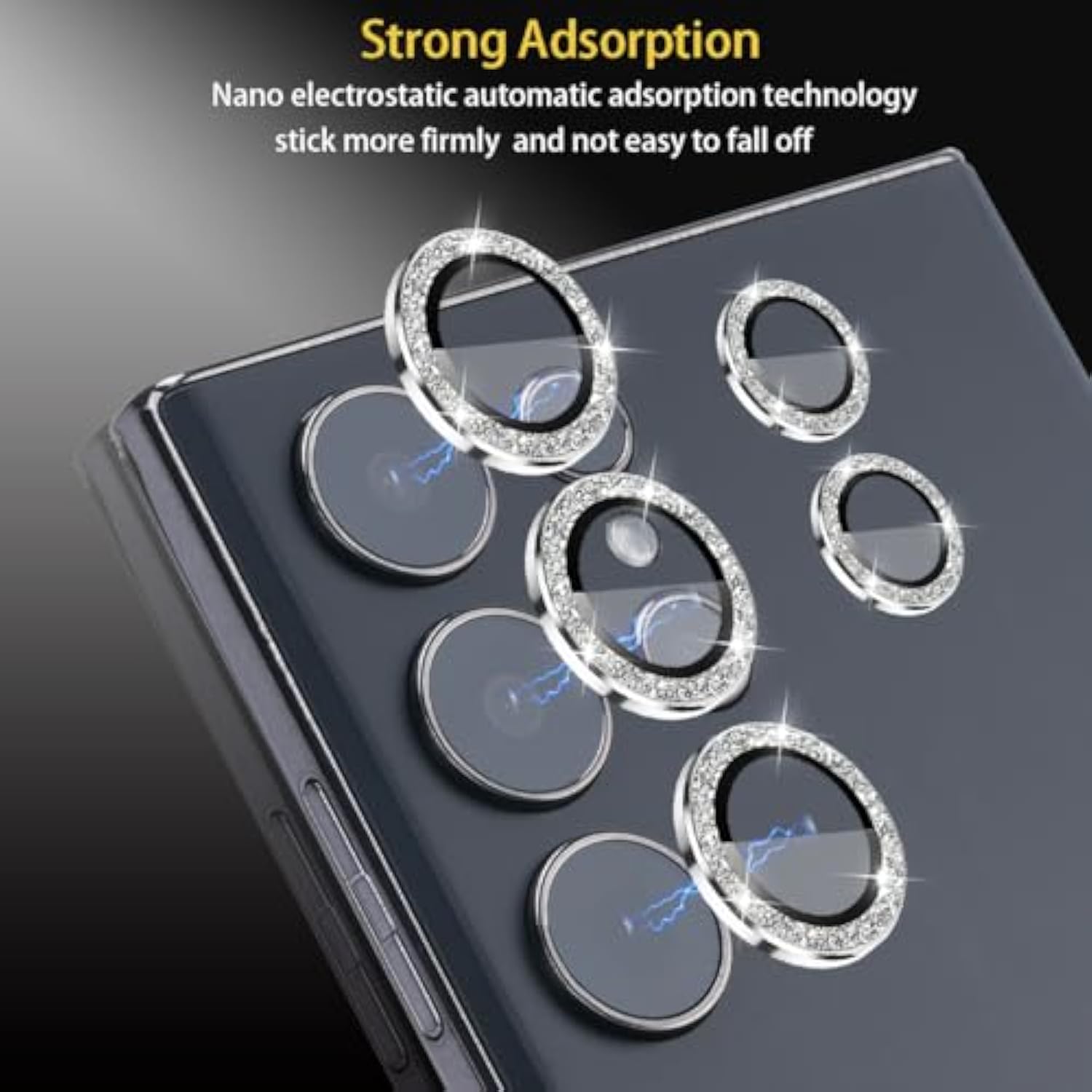 Camera Lens Protector For Samsung Galaxy S25 Ultra, Tempered Glass Lens Protector Aluminum Alloy Ring Camera Cover Fits For Samsung Galaxy S25 Ultra Glitter Silver