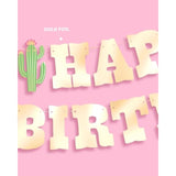 Western "Happy Birthday" gold foil banner, 4.5ft, for cowgirl and rodeo-themed parties