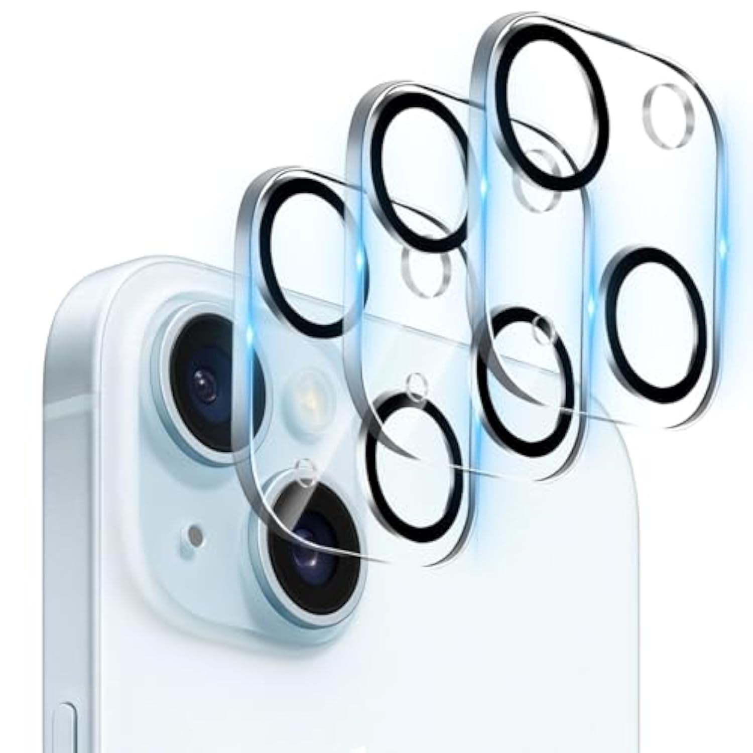 iPhone 15 & 15 Plus Camera Lens Protector 3-Pack Tempered Glass 9H