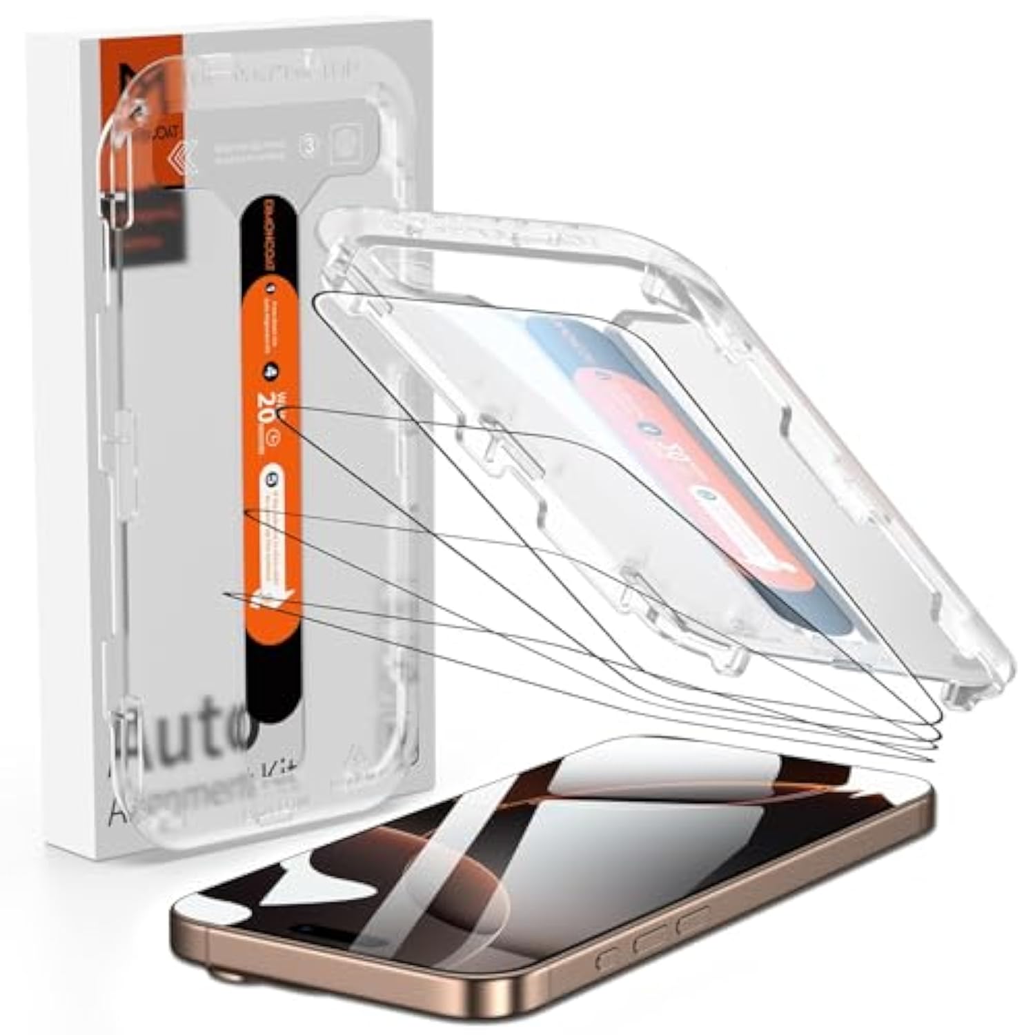 4-Pack Screen Protector For Iphone 16 Pro [Auto Alignment Kit] Tempered Glass 10X Military Protection Compatible 16 Pro 6.3'' Hd Diamonds Hard Film, Zero Bubble, Case Friendly