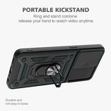 OnePlus Nord N20 5G Case with Slide Camera Cover and 2pcs HD Screen Protector, 360° Rotation Ring Kickstand [Military Grade] Case for OnePlus Nord N20 5G (Black)