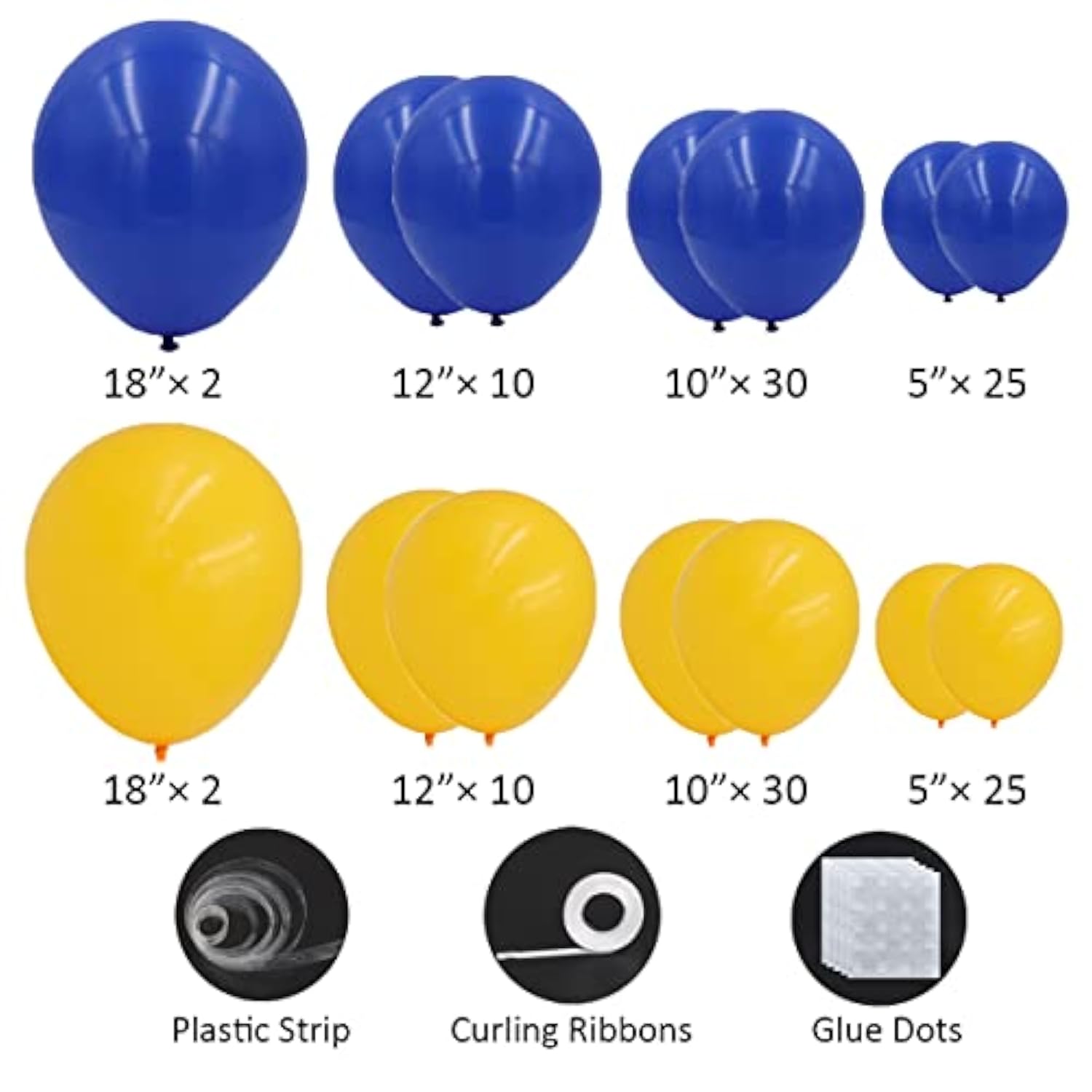 134pcs Blue Yellow Balloon Arch Kit for Baby Shower, Birthday, Graduation