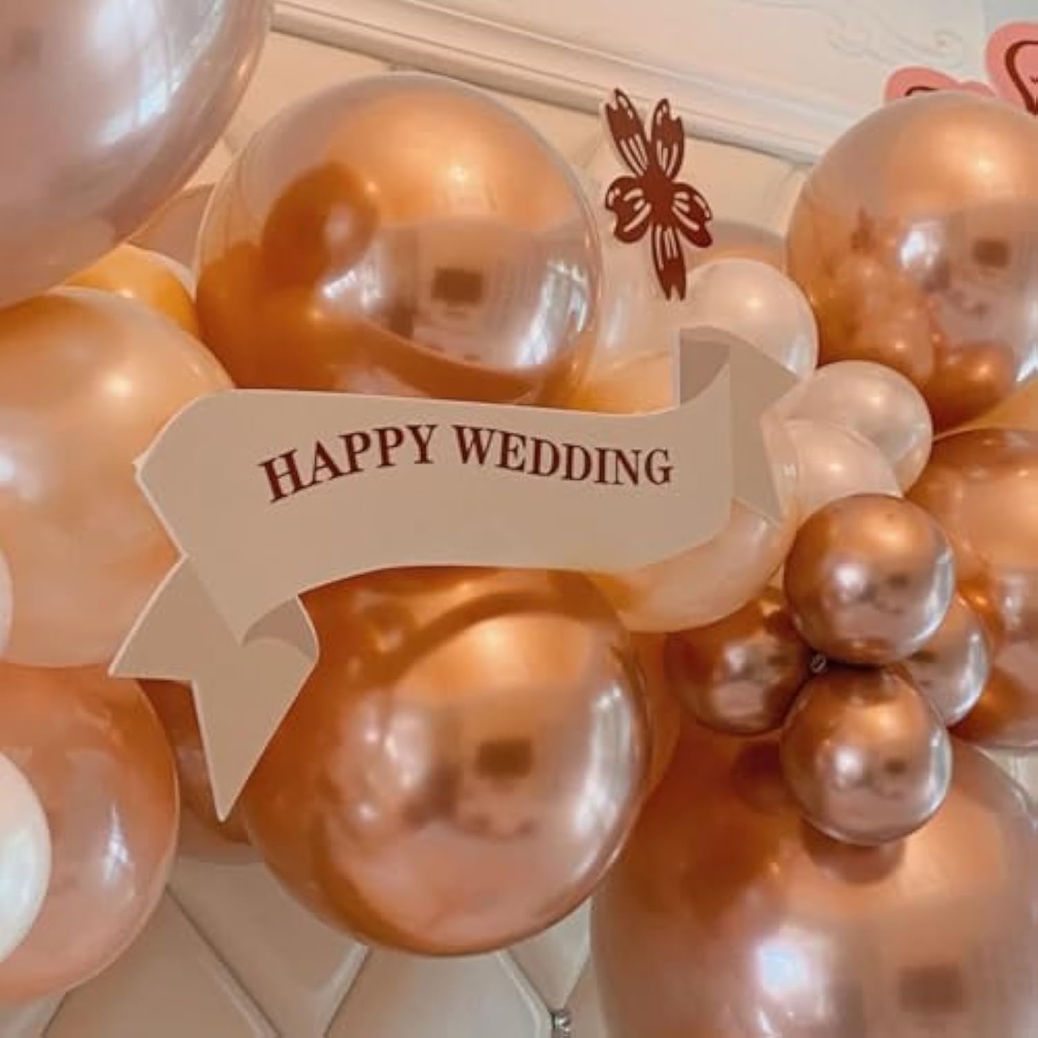 Rose Gold And White Balloons, 60Pcs Pearl Rose Gold Balloons, 12 Inch Metallic Rose Gold Confetti Balloons Helium Rose Gold Latex Balloons For Baby Shower Wedding Birthday Party Decorations