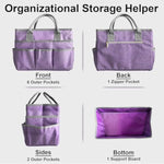 Art Organizer Craft Storage Tote Bag With Pockets And Handles, Oxford Fabric Carrying Caddy For Teacher, Officer, Artist, Traveler, And More –Purple