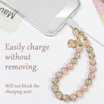 Phone Wrist Strap With Beaded Charms - Detachable Hand Lanyard Bracelet Fashion Accessory For Women Chain Wristlet For Phone Case With Clear Tether Tabs