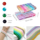 1300+pcs 8mm Glass Beads, 48 Colors for Jewelry Making & Crafts