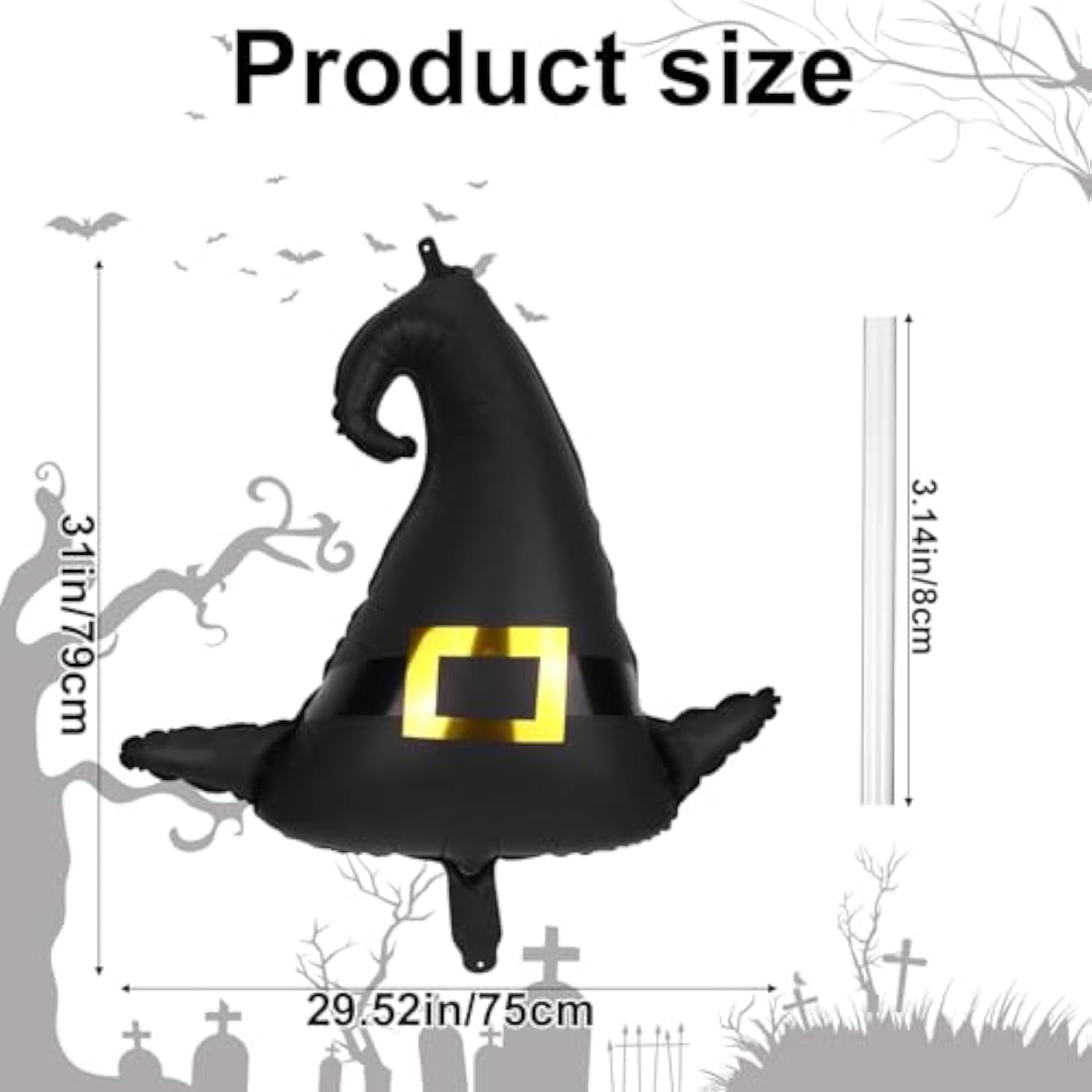 6pcs Witch Hat Balloons Black Foil Halloween Party Decorations for Kids Supplies