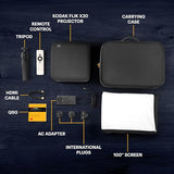 Flik X20 1080P Smart Tv Projector Kit W/ 300 Ansi Led, Auto-Focus & Keystone, Hdr10 Portable Home Theater W/ Black Eva Case, Tripod, 100 Screen, Hdmi Cable, Remote, Wi-Fi, Bluetooth (Black)