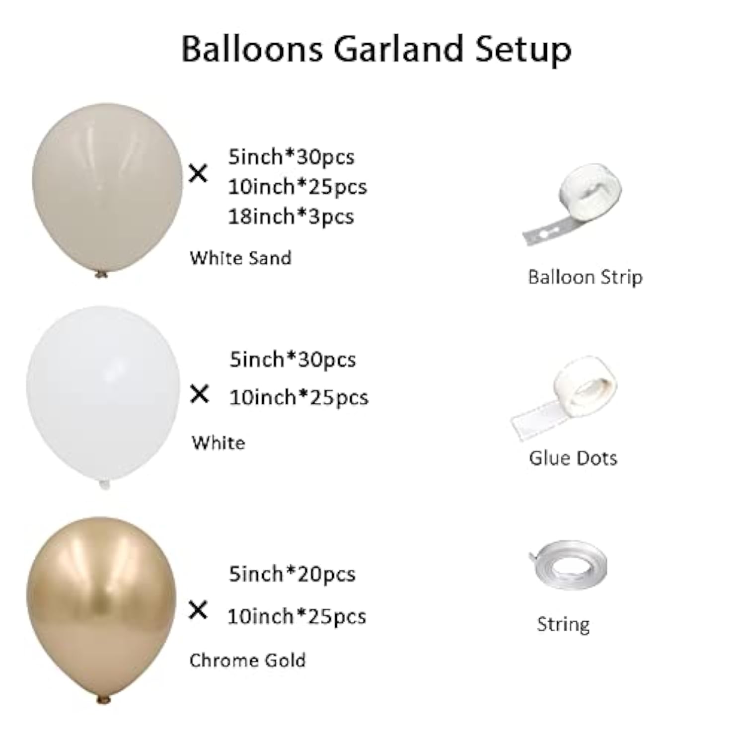 White Sand Gold Balloon Garland Arch Kit-158Pcs Nude White Chrome Gold Neutral Balloons For Boho Wedding Baby Bridal Shower Baptism Engagement Neutral Birthday Party Decorations