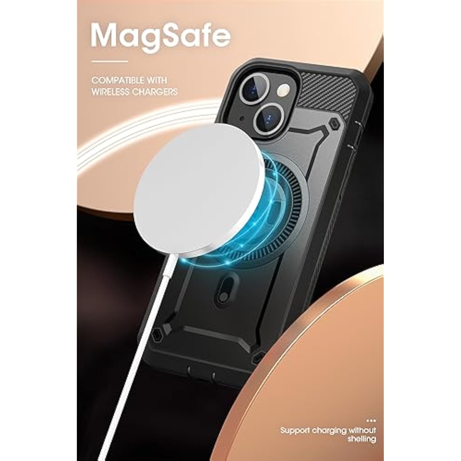 SUPCASE for iPhone 15 Case with Stand (Unicorn Beetle Pro Mag), [Built-in Screen Protector & Belt Clip] [Compatible with MagSafe] Military-Grade Magnetic Phone Case for iPhone 15/14/13, Black