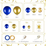 Royal Blue & Gold Balloon Arch Kit – 156pcs for Parties, Weddings, Birthdays and More