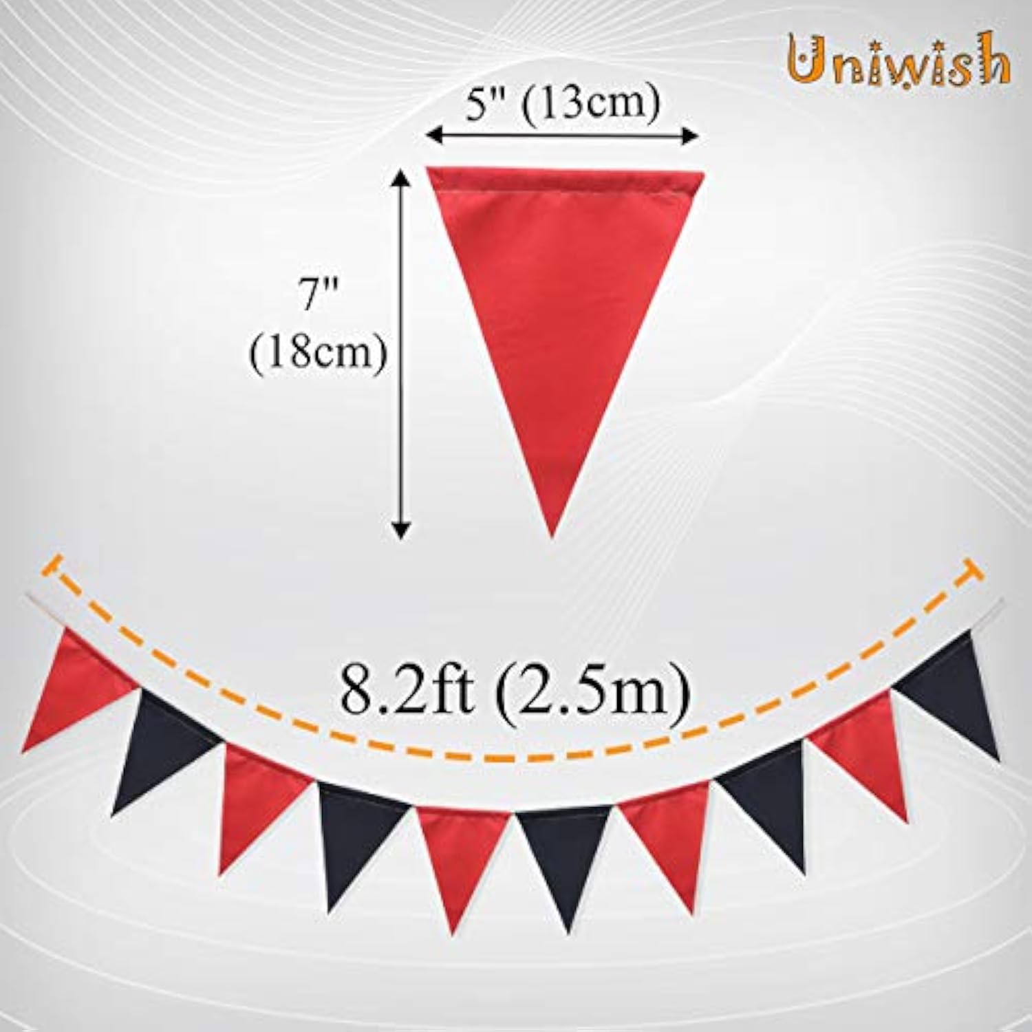 Pre-Strung Black And Red Triangle Flag Banner Garland For Graduation Baby Shower Birthday Party Decorations Indoor Outdoor Photo Backdrop