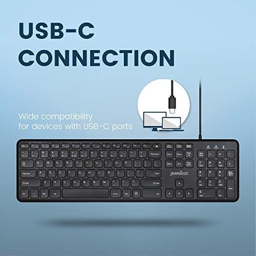 Periboard-210C Wired Full-Size Usb C Keyboard With Quiet Scissor Keys - Compatible With Mac, Ipad, Windows, Chromebook, Tablets, Desktop, And Laptops - Black - Us English (Pb-210Cbus-11729)