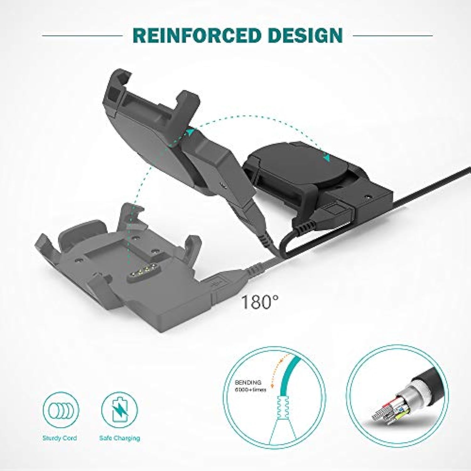 Charger Compatible With Garmin Fenix 3, Fenix 3 Sapphire, Fenix 3 Hr, Quatix 3, Tactix Bravo?D2 Bravo - 1M, Smart Watch Accessories