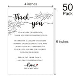 50 Wedding Thank You Place Setting Cards, Wedding Reception Thank You Cards, Table Centerpieces And Wedding Decorations, Bridal, Engagement, Anniversary, 4X6"
