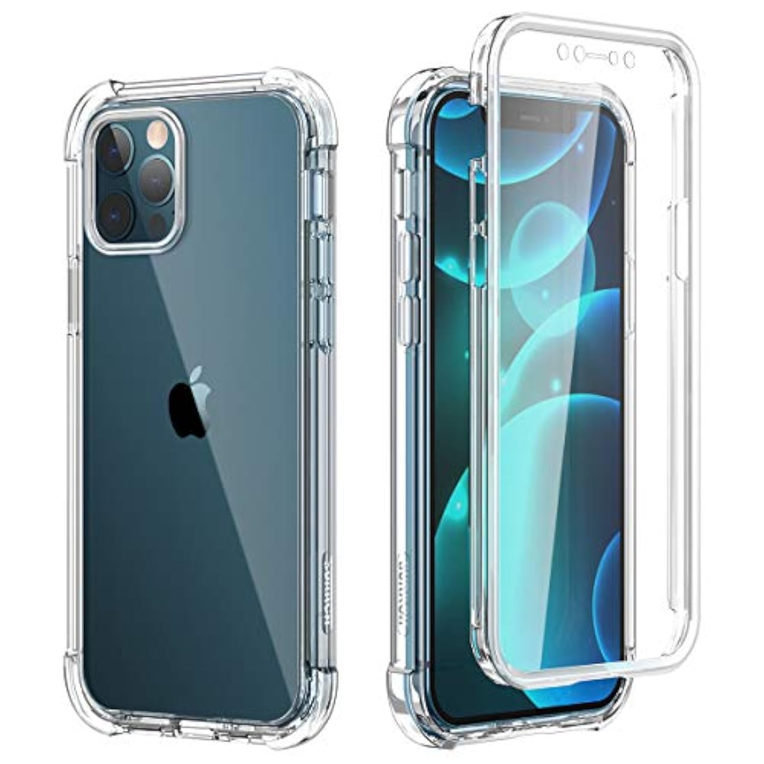 Clear Case For Iphone 12 Pro Max (Only) 6.7-Inch, [Built-In Screen Protector] Full Body Protective Shockproof Bumper Rugged Phone Cover For Iphone 12 Pro Max -(Clear)