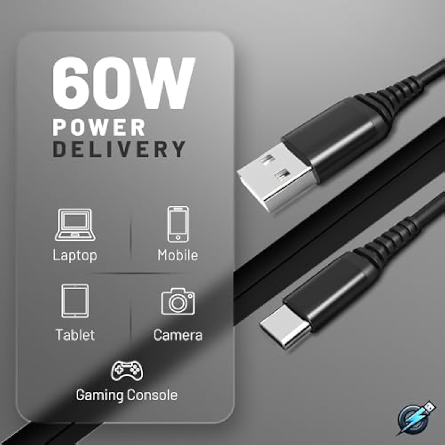 Usb C Cable [5 Pack 3.1A] Qc 3.0 60W Fast Charging Usb Type C To A (3/3/6/6/10