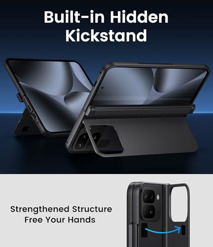 for Google Pixel 10 Pro Fold Case, Front Screen Protector, Slim with Stand, Hinge Protection, Rugged Hard Full Body Cover, Daily Drop Protective