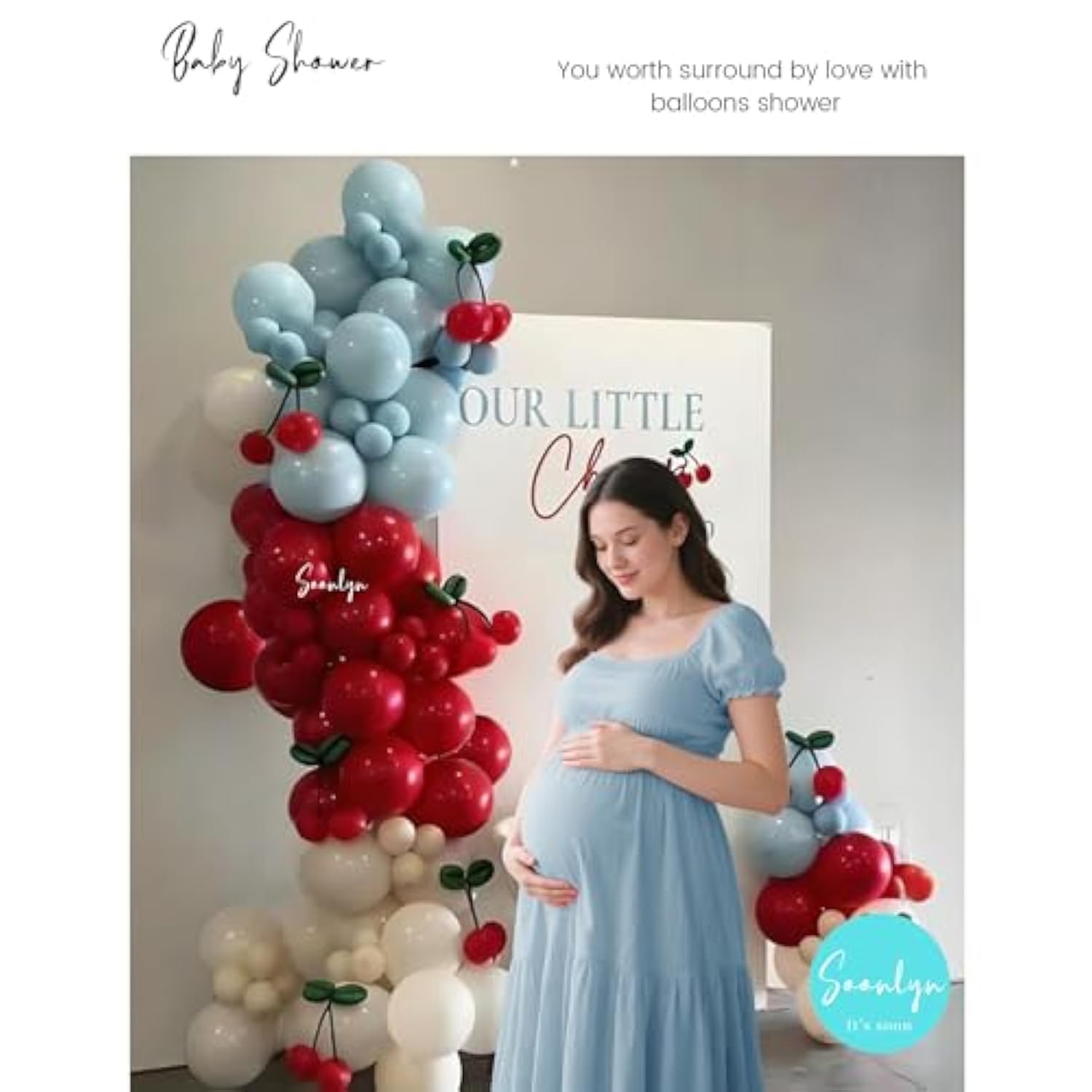 Cherry Balloon Arch Garland Kit, 13Ft 12In Double Stuffed Red Blue White Sand Cherry Balloons For Cherry On Top Baby Shower, Cherry Birthday Decorations Party