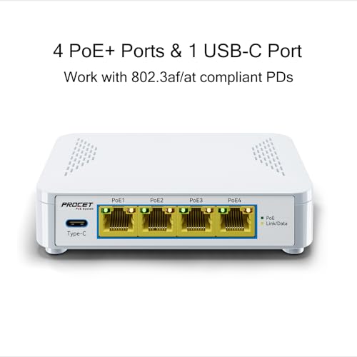 En-S4P1C 5 Port Poe Switch - 4 Poe+ Ports & 1 Usb-C, Unmanaged Network Switch