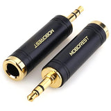 3.5Mm M To 6.35Mm F Stereo Pure Copper Adapter, 1/8 Inch Plug Male To 1/4 Inch Jack Female Stereo Adapter, Can Be Used For Conversion Headphone Adapte, Amp Adapte, Black Fashion 2-Pack