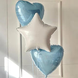 Baby Blue White Heart Balloons,12Pcs 18 Inch Foil Baby Shower Decorations