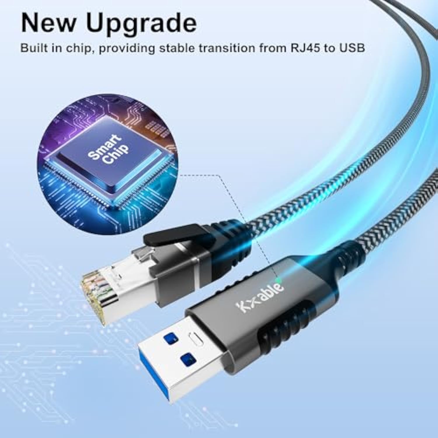 Usb To Ethernet Cable 4 Ft, Usb 3.0 A Male To Rj45 Male Cord, Directly Connect