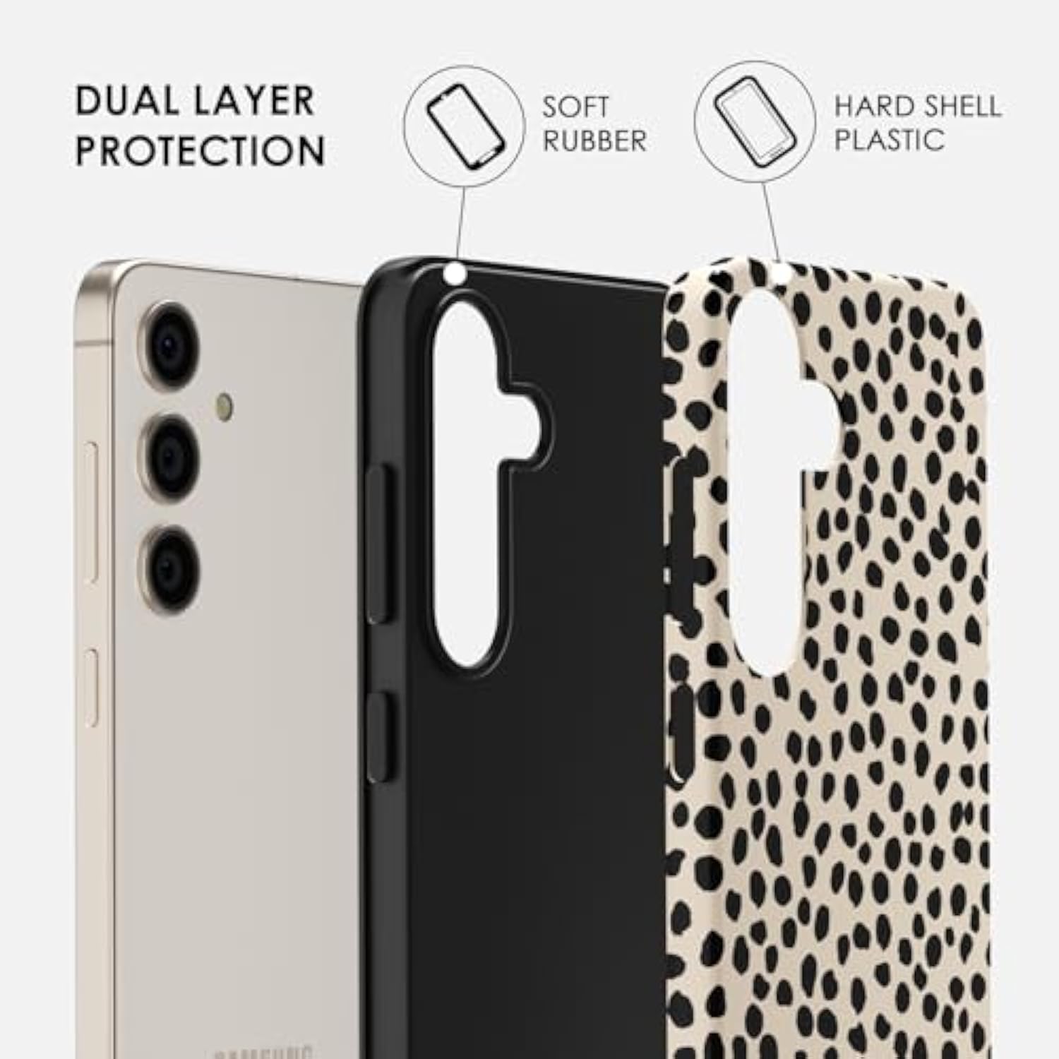 Cheetah Print Phone Case For Samsung Galaxy S25 Plus Case Girly, Cute Leopard Case For Women, Luxury Trendy Retro Animal Print Design, Aesthetic Pattern Hard Shell Plastic Cover, Beige Dots