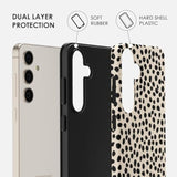 Cheetah Print Phone Case For Samsung Galaxy S25 Plus Case Girly, Cute Leopard Case For Women, Luxury Trendy Retro Animal Print Design, Aesthetic Pattern Hard Shell Plastic Cover, Beige Dots