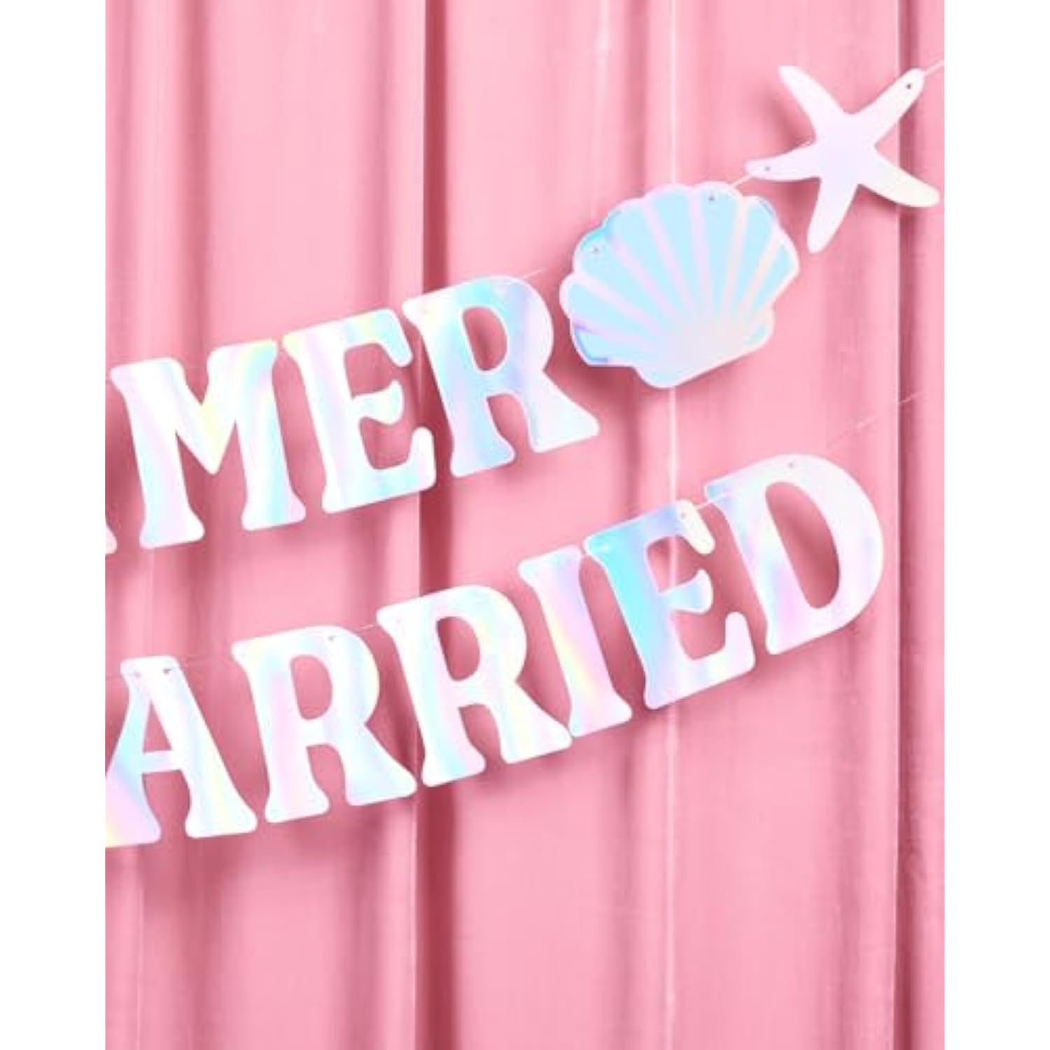 The Summer I Turned Married Banner - Iridescent Foil | 6 Ft. | Bachelorette Decorations, Bridal Party Sign, Bride To Be Background, Pretty Beach Bach Supplies