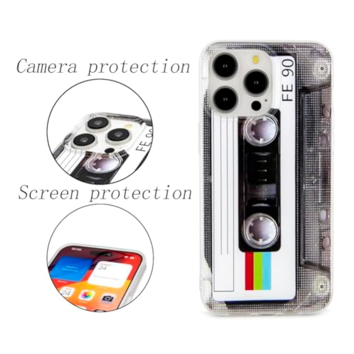 Case For Iphone 15 Pro Max Matte Finish Heavy Duty Soft Back Cover With Reinforced Corners Tpu Soft Bumper Retro Cassette Tape Case Compatible With Iphone 15 Pro Max