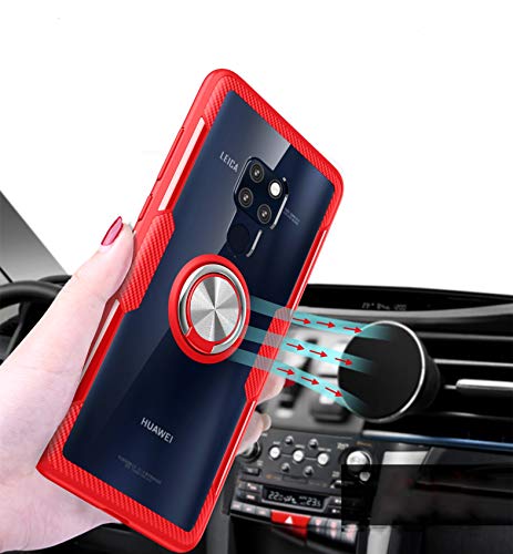 Clear Case for Huawei Mate 20 with Ring Holder,Slim Fit Case Transparent Hard PC Cover Huawei Mate 20 Case with Metal Plate for Magnetic Car Phone