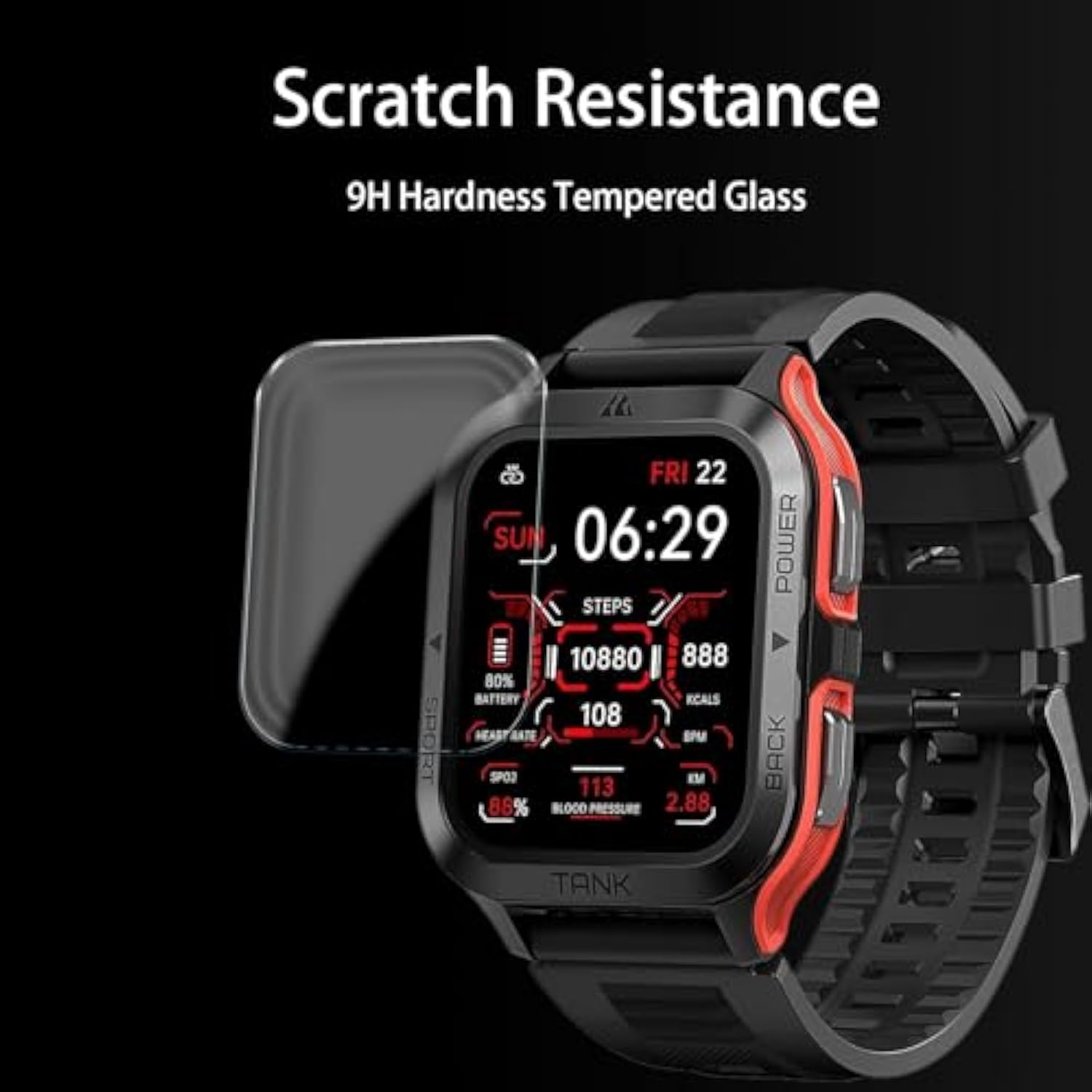 [4-Pack] Tempered Glass Screen Protector Compatible With Amaztim Tank M2 / Kospet M2, Waterproof 9H Hard Screen Protectors Cover For M2