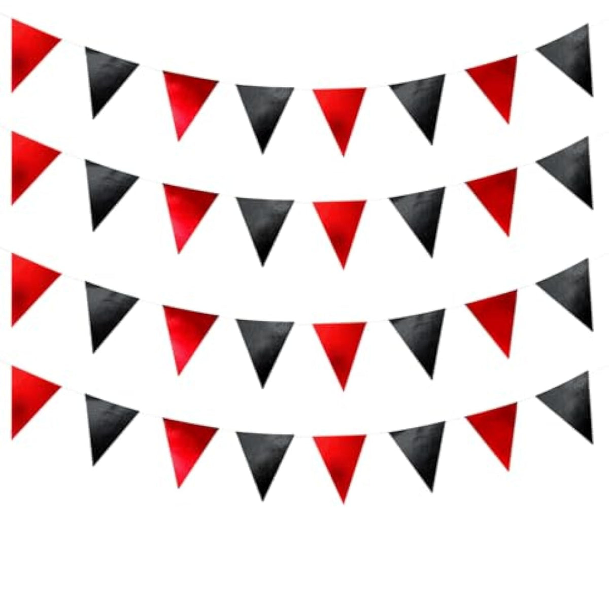 39ft Red Black Glitter Fabric Bunting Banner Triangle Flags Cotton Pennant Party Decor