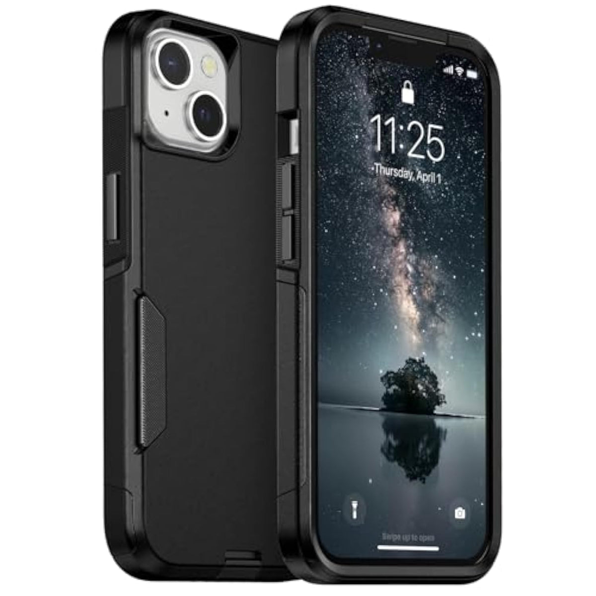 For Iphone 13 Case [Heavy Duty Protection][Military Grade Drop Protection][Shockproof] With Non-Slip Removable Phone Case 6.1''-Black