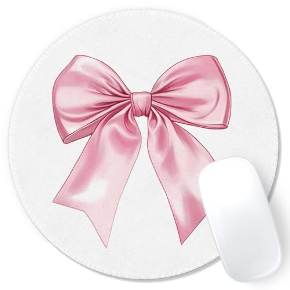 Coquette Bow Mouse Pad, Coquette Pink Bow Ribbon Mousepad Mouse Mat With Non-Slip Rubber Base For Home Office Desk Accessories, Aesthetic Office Supplies For Women Girls, 7.9X7.9 Inch