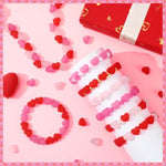 300Pcs Valentine'S Day Love Heart Beads For Jewelry Making - Red, Rose Pink - Bracelet, Necklace Accessories, Craft Party Supplies, Wedding Decor