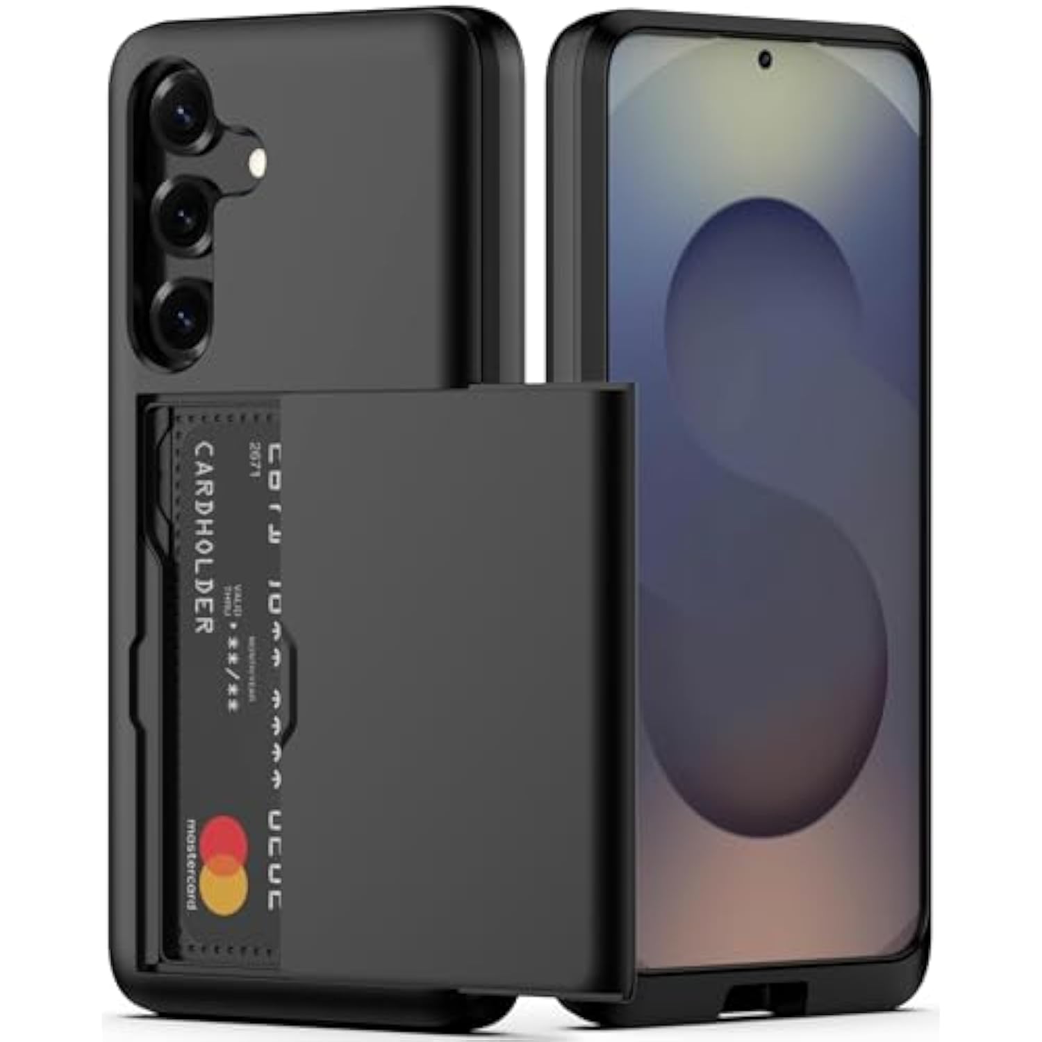 For Samsung Galaxy S25 Case With Card Holder Dual Layer Heavy Duty Protective Case Hidden Card Slot Slim Wallet Cover For Samsung S25 6.2''(Black)