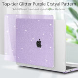 Compatible With Macbook Air 13 Inch Case 2021 2020 2019 2018 Release Models: M1 A2337 A2179 A1932, Plastic Hard Shell Case For Mac Air 13 Inch With Retina Fits Touch Id, Purple Glitter