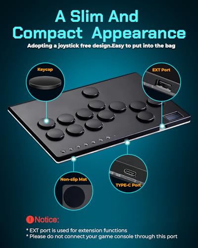 Haute42 All Metal Arcade Stick 13Keys All-Button Controller with Custom RGB & Turbo Functions,Arcade Fighting Stick for