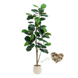 Artificial Fiddle Leaf Fig Tree, 7Ft Tall Faux Ficus Lyrata Fake Tree In White Pot, Artificial Tree Indoor Decor, Fiddle Leaf Fig Tree Fake Plant For Home Office Living Room Decoration Modern
