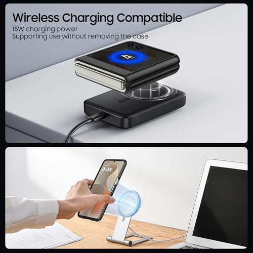 Magnetic For Motorola Razr 2025/2024 Case, Compatible With Magsafe, Military Protection & Ultra Slim Shockproof Protective Cover Translucent Matte Case, Black