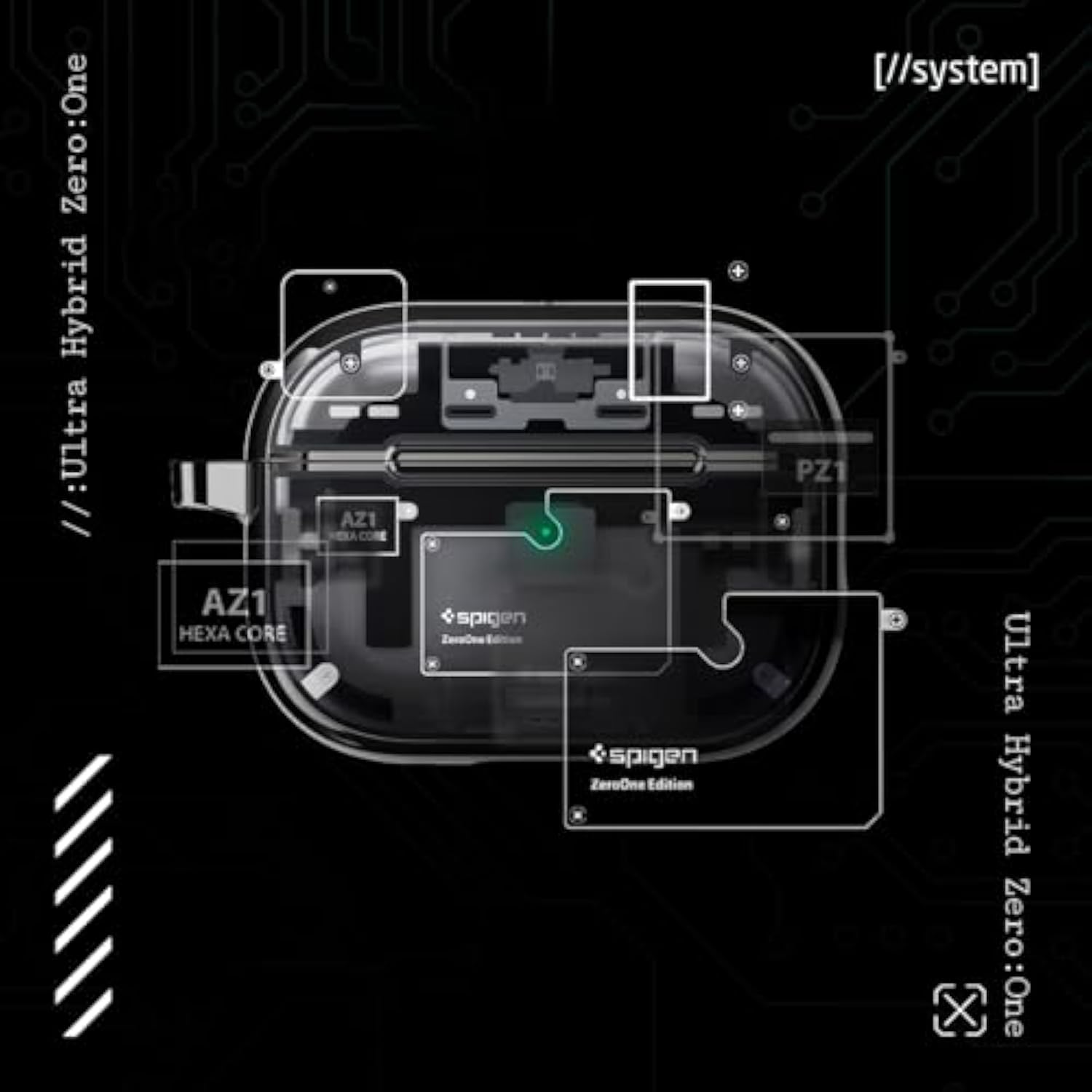 Spigen Ultra Hybrid (Mag Fit) Designed for AirPods Pro 2nd Generation Case 2022/2023 (USB-C/Lightning Cable) MagSafe Compatible Magnets Embedded - Zero One