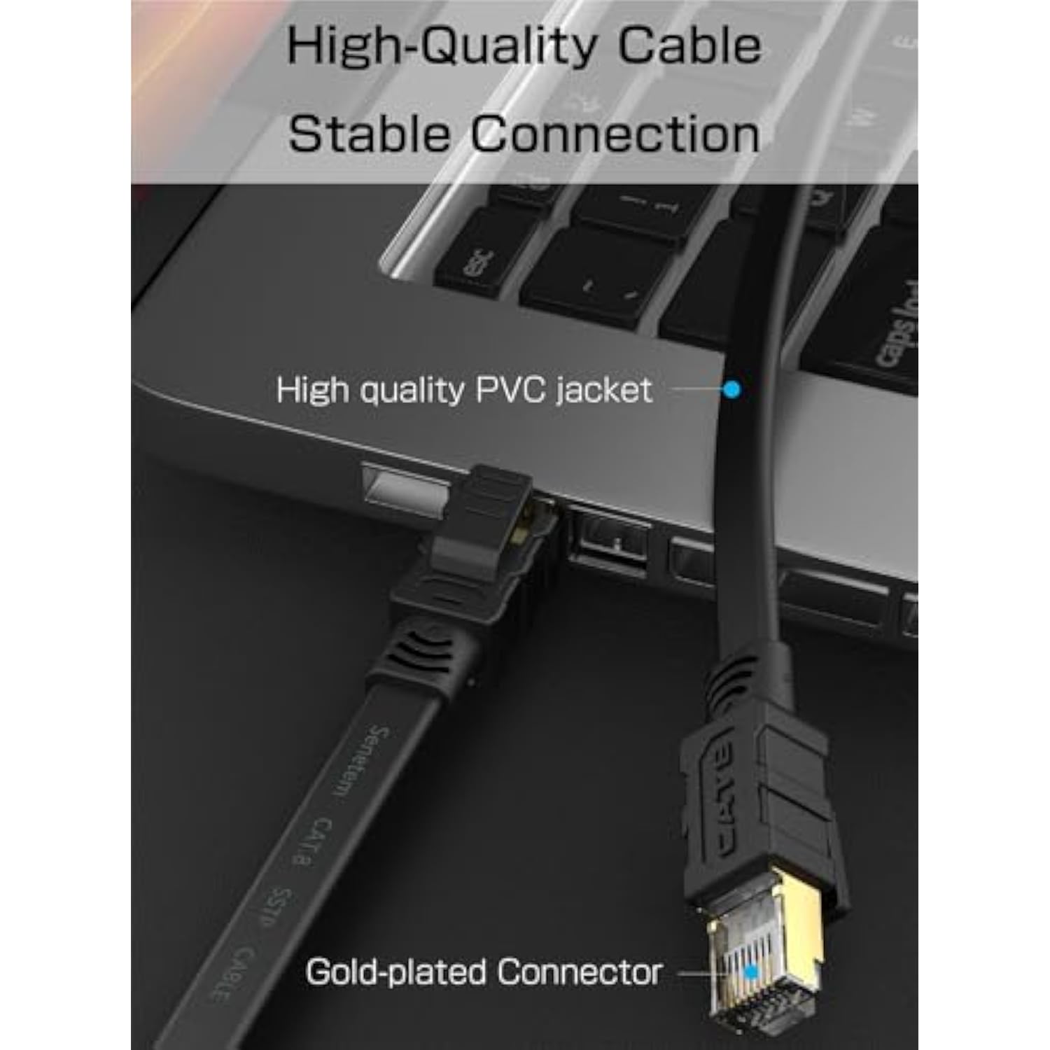 Cat 8 Ethernet Cable 30Ft, High Speed 40Gbps 2000Mhz Flat Internet Network Pat