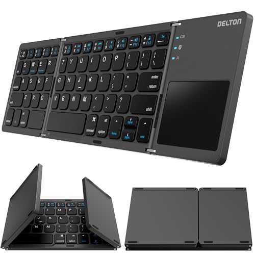F75 Foldable Bluetooth Keyboard With Touchpad, Compact And Portable Design, Rechargeable Wireless Keyboard, Compatible With Pc, Laptop, Imac, Tablets & Smartphones - Black
