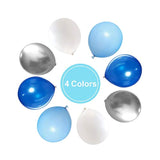 Blue Silver White Latex Balloons, 50Pcs 12 Inch Royal Blue And Silver Metallic Balloons For Birthday Wedding Party Decoration